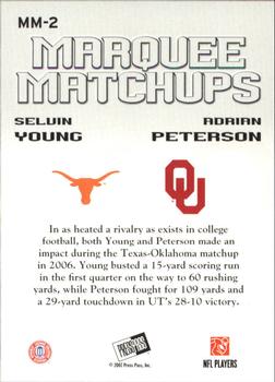 2007 Press Pass SE - Marquee Matchups #MM-2 Adrian Peterson / Selvin Young Back