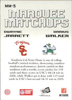 2007 Press Pass SE - Marquee Matchups #MM-5 Dwayne Jarrett / Darius Walker Back