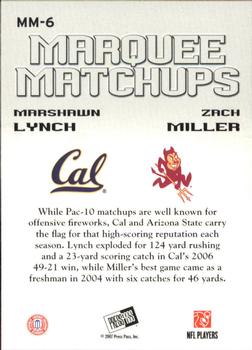 2007 Press Pass SE - Marquee Matchups #MM-6 Marshawn Lynch / Zach Miller Back