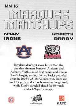 2007 Press Pass SE - Marquee Matchups #MM-16 Kenny Irons / Kenneth Darby Back