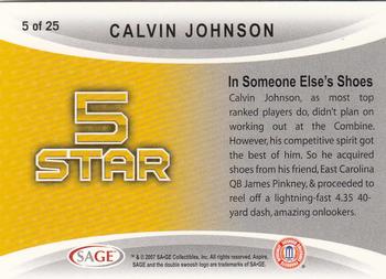 2007 SAGE Aspire - 5 Star #5 Calvin Johnson Back