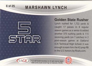 2007 SAGE Aspire - 5 Star #6 Marshawn Lynch Back