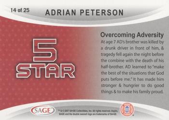 2007 SAGE Aspire - 5 Star #14 Adrian Peterson Back