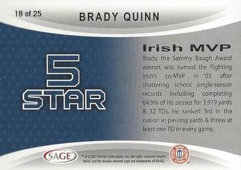 2007 SAGE Aspire - 5 Star #18 Brady Quinn Back