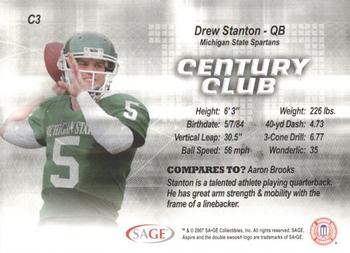 2007 SAGE Aspire - Century Club #C3 Drew Stanton Back