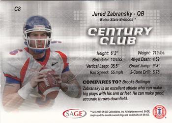 2007 SAGE Aspire - Century Club #C8 Jared Zabransky Back