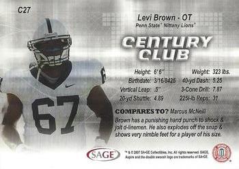 2007 SAGE Aspire - Century Club #C27 Levi Brown Back