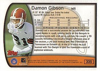 1999 Topps #325 Damon Gibson Back