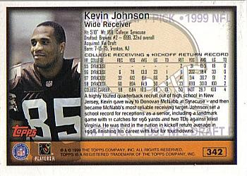 1999 Topps #342 Kevin Johnson Back