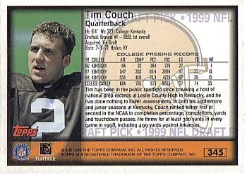 1999 Topps #345 Tim Couch Back