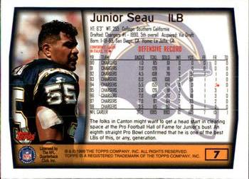 1999 Topps #7 Junior Seau Back