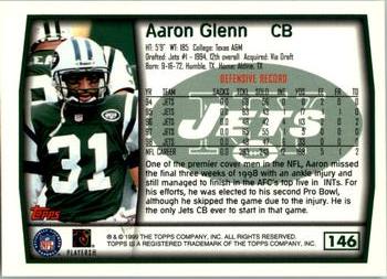1999 Topps #146 Aaron Glenn Back