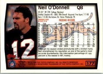1999 Topps #177 Neil O'Donnell Back