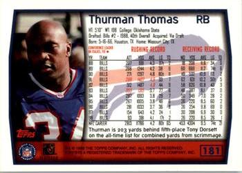 1999 Topps #181 Thurman Thomas Back