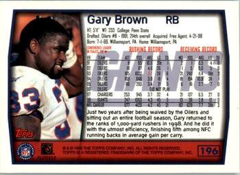 1999 Topps #196 Gary Brown Back