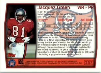 1999 Topps #257 Jacquez Green Back