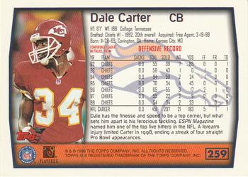 1999 Topps #259 Dale Carter Back