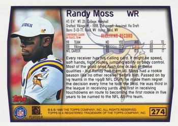 1999 Topps #274 Randy Moss Back