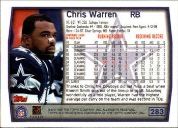 1999 Topps #283 Chris Warren Back