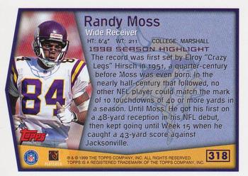 1999 Topps #318 Randy Moss Back
