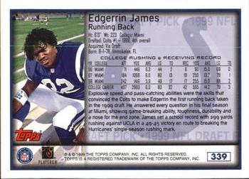 1999 Topps #339 Edgerrin James Back