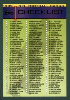 1999 Topps #356 Checklist: 1-243 Front