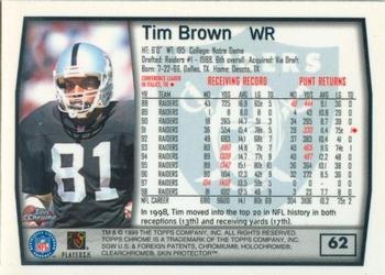 1999 Topps Chrome #62 Tim Brown Back