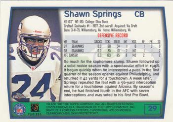 1999 Topps Chrome #29 Shawn Springs Back