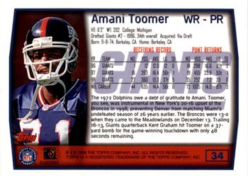 1999 Topps - Topps Collection #34 Amani Toomer Back