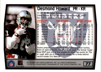 1999 Topps - Topps Collection #77 Desmond Howard Back