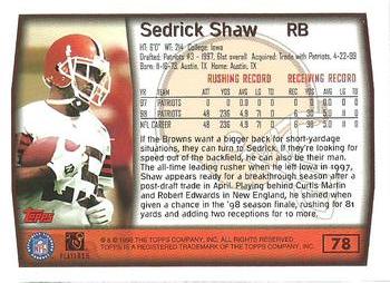 1999 Topps - Topps Collection #78 Sedrick Shaw Back