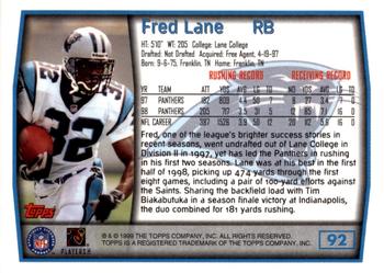 1999 Topps - Topps Collection #92 Fred Lane Back