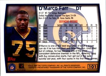 1999 Topps - Topps Collection #101 D'Marco Farr Back