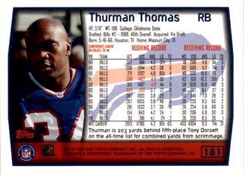 1999 Topps - Topps Collection #181 Thurman Thomas Back