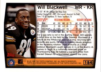 1999 Topps - Topps Collection #184 Will Blackwell Back