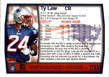 1999 Topps - Topps Collection #185 Ty Law Back