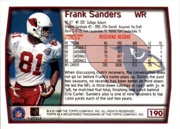 1999 Topps - Topps Collection #190 Frank Sanders Back