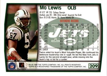 1999 Topps - Topps Collection #209 Mo Lewis Back