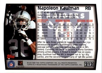 1999 Topps - Topps Collection #212 Napoleon Kaufman Back