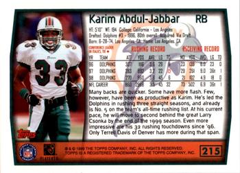 1999 Topps - Topps Collection #215 Karim Abdul-Jabbar Back