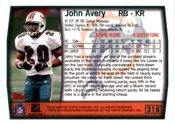 1999 Topps - Topps Collection #218 John Avery Back