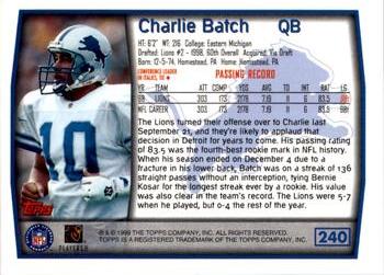 1999 Topps - Topps Collection #240 Charlie Batch Back