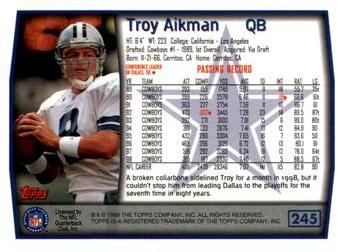 1999 Topps - Topps Collection #245 Troy Aikman Back