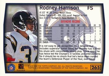 1999 Topps - Topps Collection #265 Rodney Harrison Back