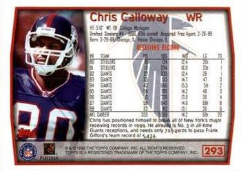 1999 Topps - Topps Collection #293 Chris Calloway Back
