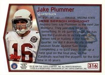 1999 Topps - Topps Collection #316 Jake Plummer Back