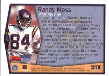 1999 Topps - Topps Collection #318 Randy Moss Back