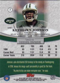 1999 Topps Gold Label #7 Keyshawn Johnson Back