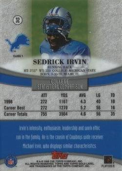1999 Topps Gold Label #32 Sedrick Irvin Back