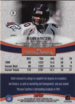 1999 Topps Gold Label #91 Rod Smith Back